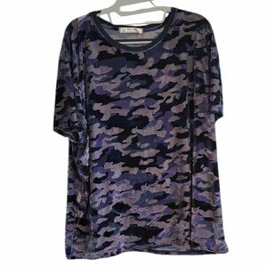 We The Free Camouflage Short Sleeve Tee - Blue and Black